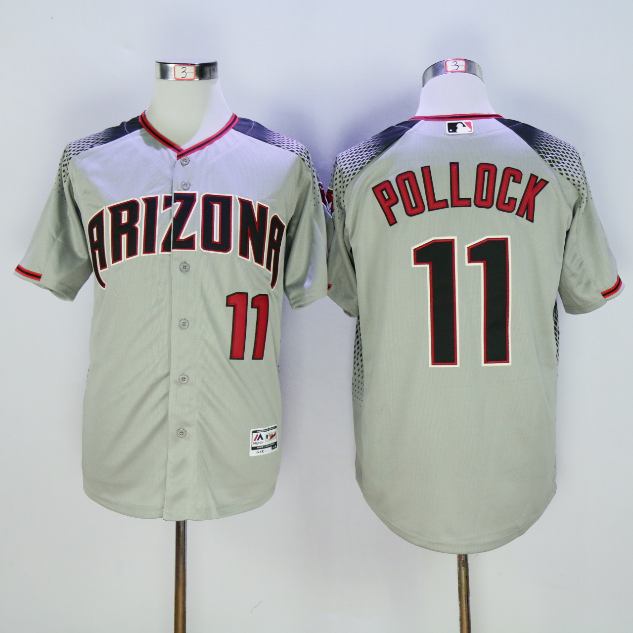 Men Arizona Diamondback 11 Pollock Grey MLB Jerseys1